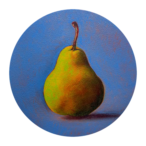 A pear on a blue ground